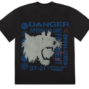 FRAGMENT × Travis Scott BLACK/BLUE "DANGER" Tee- Size M
